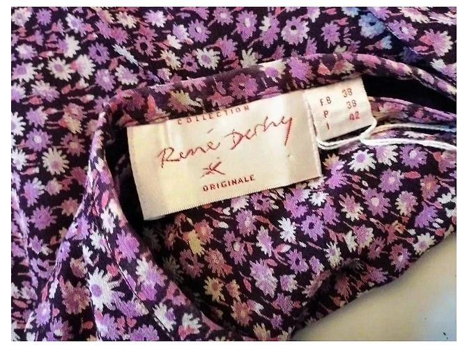 Rene Derhy Gonna Midi in Crepe Liberty Rosa Bianco Porpora - vista 11