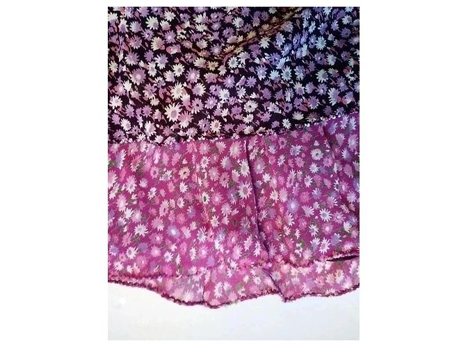 Rene Derhy Gonna Midi in Crepe Liberty Rosa Bianco Porpora - vista 12