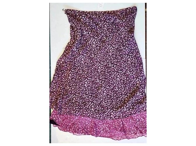 Rene Derhy Gonna Midi in Crepe Liberty Rosa Bianco Porpora - vista 13