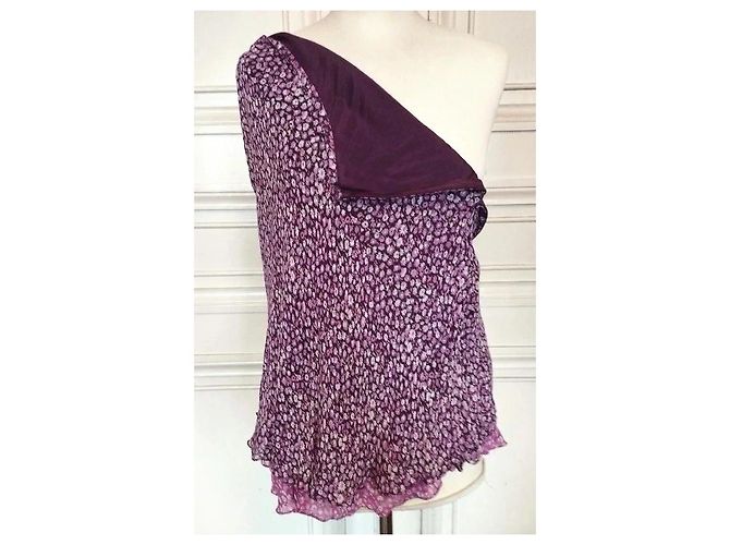 Rene Derhy Gonna Midi in Crepe Liberty Rosa Bianco Porpora - vista 15