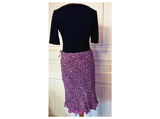 Rene Derhy Gonna Midi in Crepe Liberty Rosa Bianco Porpora - vista 18