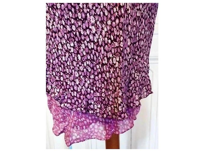 Rene Derhy Gonna Midi in Crepe Liberty Rosa Bianco Porpora - vista 19