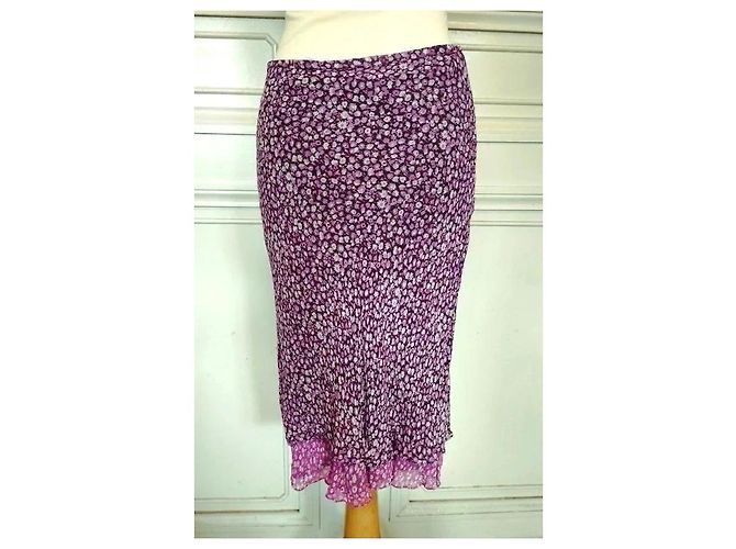 Rene Derhy Gonna Midi in Crepe Liberty Rosa Bianco Porpora - vista 2
