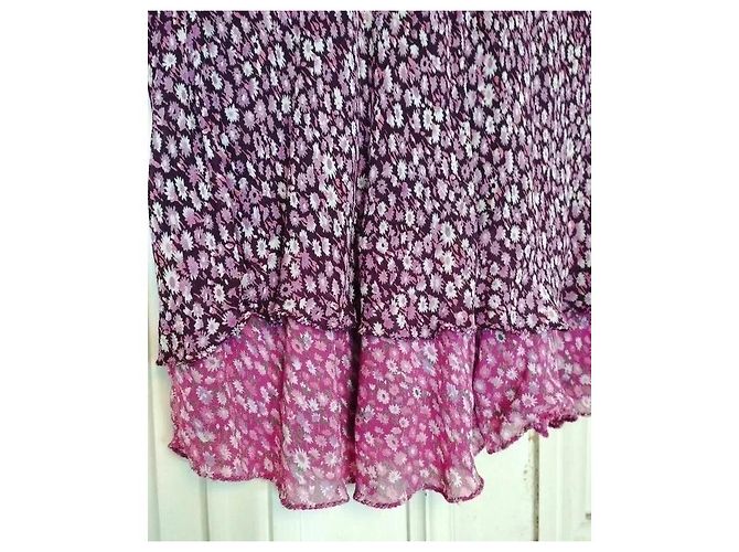 Rene Derhy Gonna Midi in Crepe Liberty Rosa Bianco Porpora - vista 20