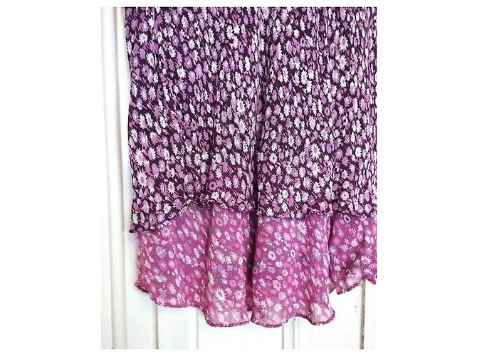 Rene Derhy Gonna Midi in Crepe Liberty Rosa Bianco Porpora - vista 3