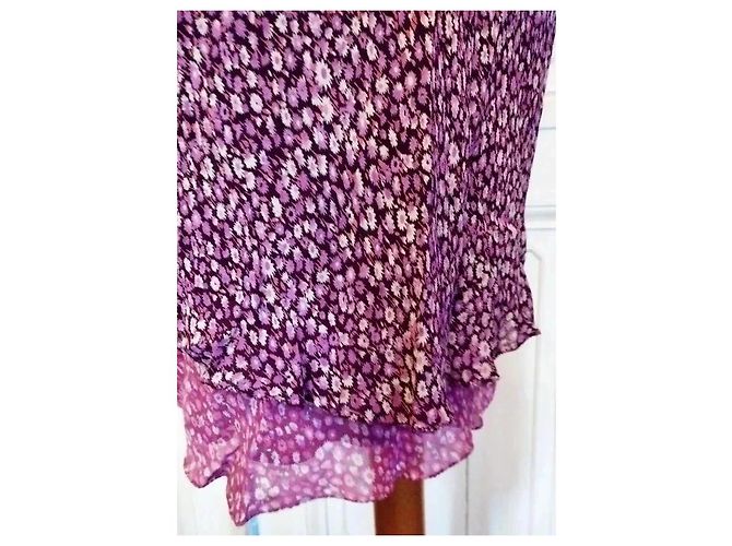 Rene Derhy Gonna Midi in Crepe Liberty Rosa Bianco Porpora - vista 4