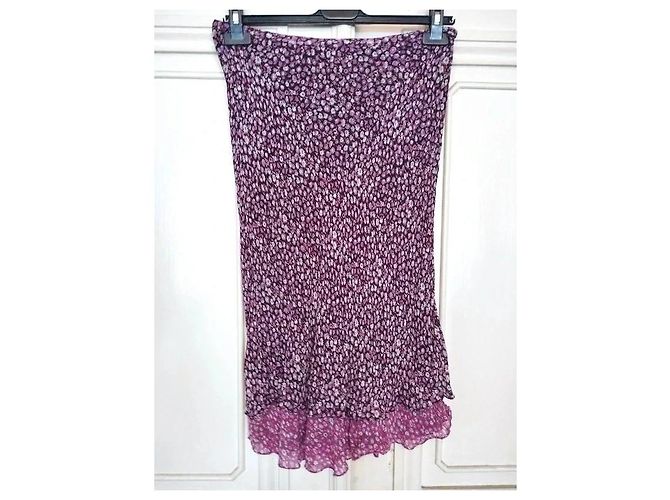 Rene Derhy Gonna Midi in Crepe Liberty Rosa Bianco Porpora - vista 5