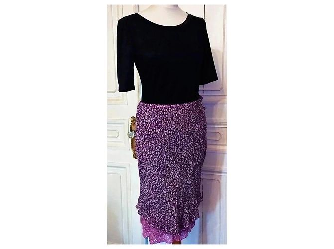 Rene Derhy Gonna Midi in Crepe Liberty Rosa Bianco Porpora - vista 6