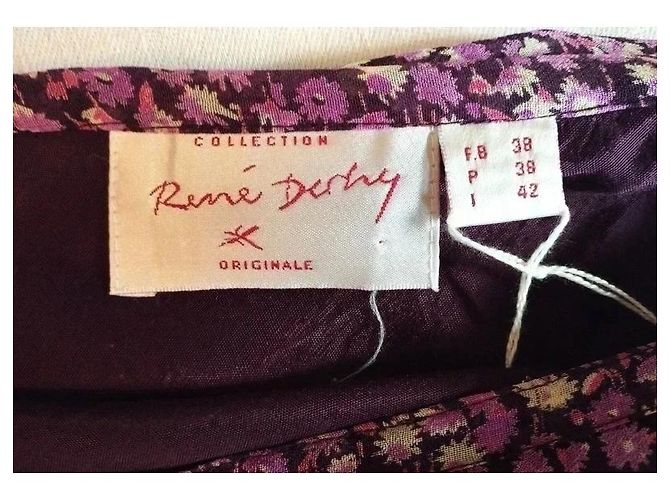 Rene Derhy Gonna Midi in Crepe Liberty Rosa Bianco Porpora - vista 8