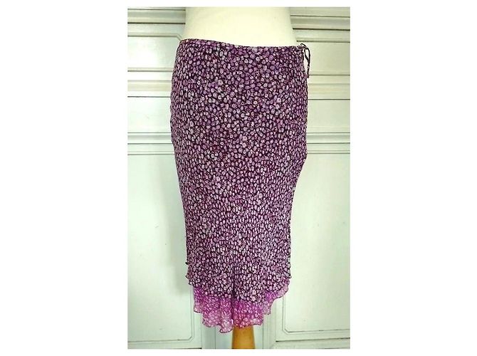Rene Derhy Gonna Midi in Crepe Liberty Rosa Bianco Porpora - vista 9