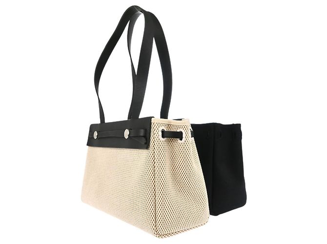 Hermès Herbag Cabas Toile and Leather PM Beige - vista 3