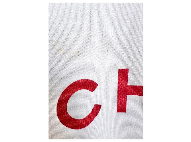 Chanel Baumwollpullover weiß mit Makeup-Logo Schwarz Rot - Ansicht 6