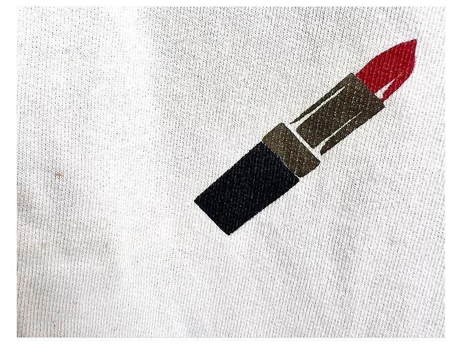 Chanel Baumwollpullover weiß mit Makeup-Logo Schwarz Rot - Ansicht 7
