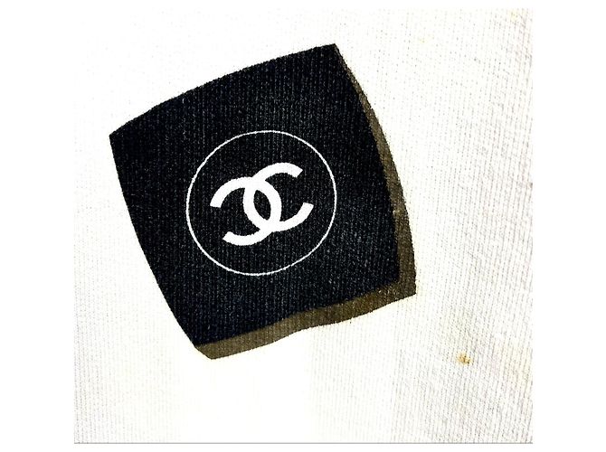 Chanel Baumwollpullover weiß mit Makeup-Logo Schwarz Rot - Ansicht 8