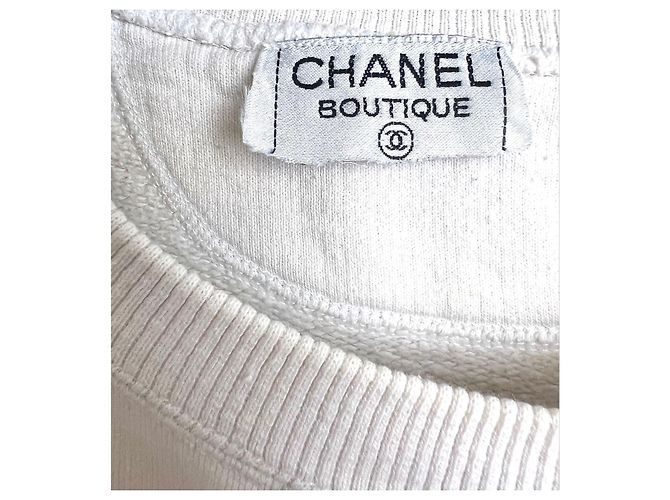 Chanel Baumwollpullover weiß mit Makeup-Logo Schwarz Rot - Ansicht 9