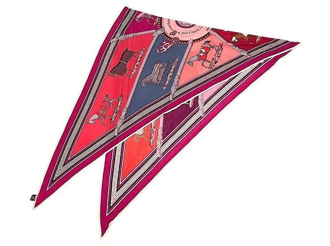Hermès Pañuelo Hermes Smooth Carre Pointe Triangle Rosa Púrpura - vista 2