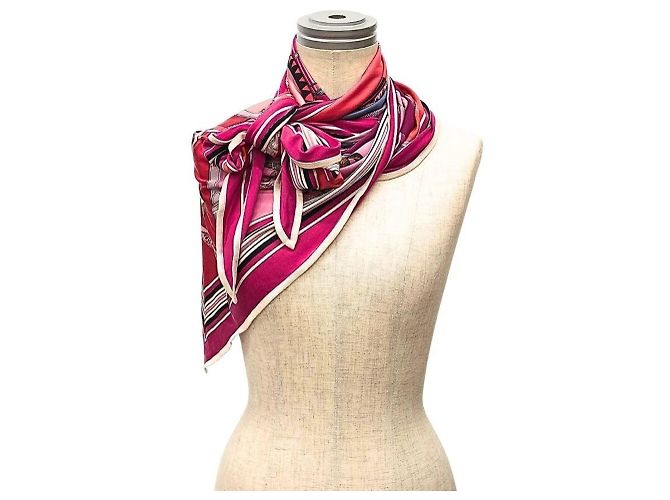 Hermès Pañuelo Hermes Smooth Carre Pointe Triangle Rosa Púrpura - vista 3