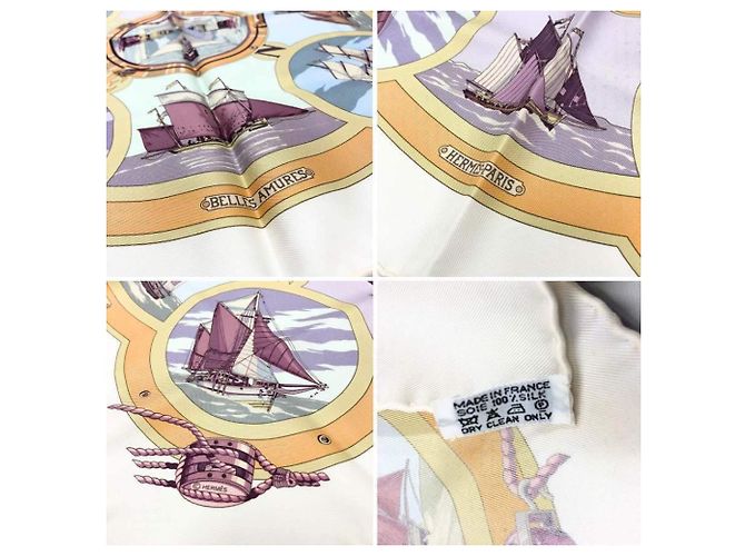 Hermès Pañuelo de seda Hermes Carre 45 - Belles Amures Blanco - vista 2