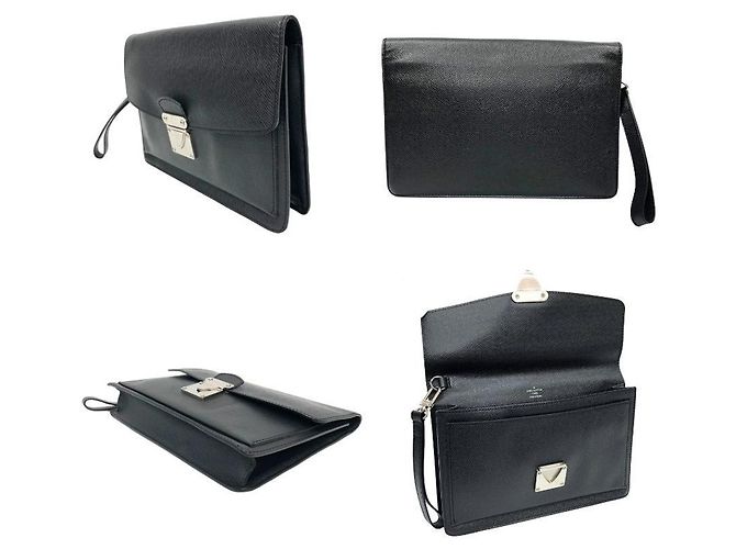 Clutch Louis Vuitton Taiga Belaia Nero Grigio - vista 2