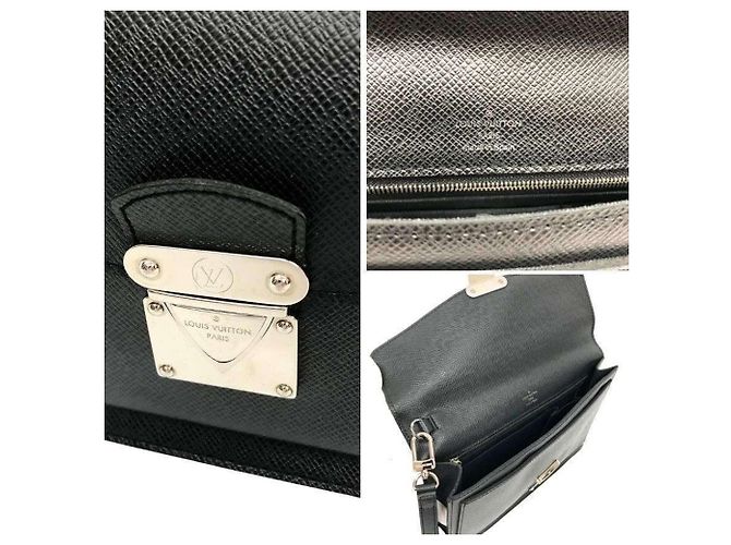 Clutch Louis Vuitton Taiga Belaia Nero Grigio - vista 3
