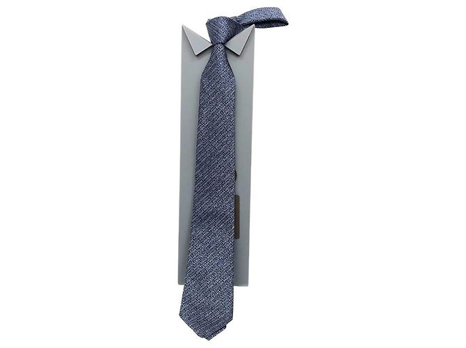 Cravatta in seta blu-grigio Louis Vuitton Marrone - vista 2