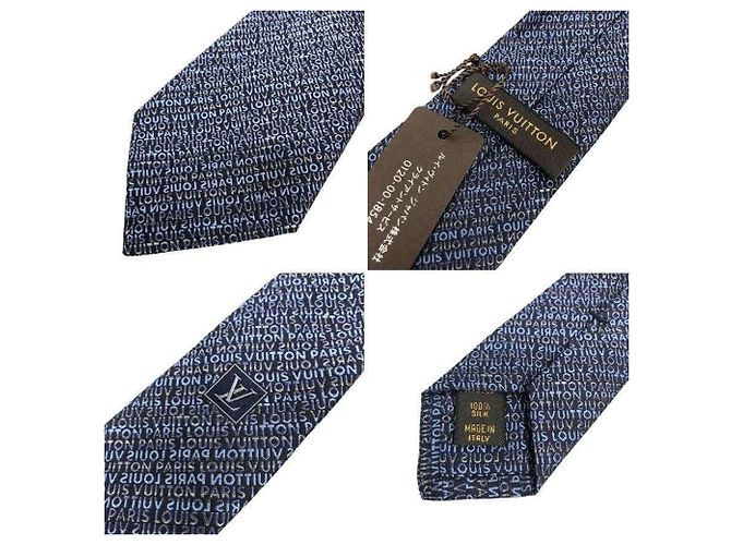 Cravatta in seta blu-grigio Louis Vuitton Marrone - vista 3