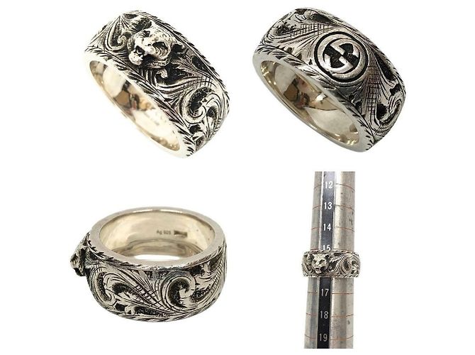 Anello a fascia Gucci Cat Head Arabesque in argento sterling - vista 2