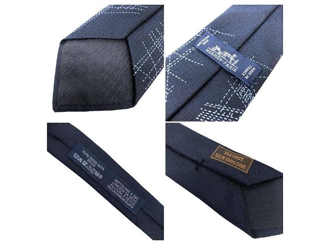 Hermès Gravata de seda Navy Hermes Azul marinho - vista 4