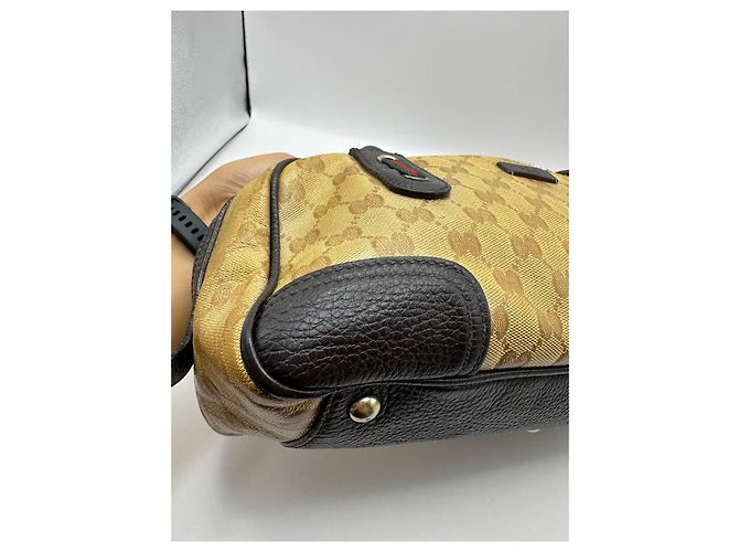 Gucci Bolso Bowling Monogram Princy Castaño Beige - vista 10
