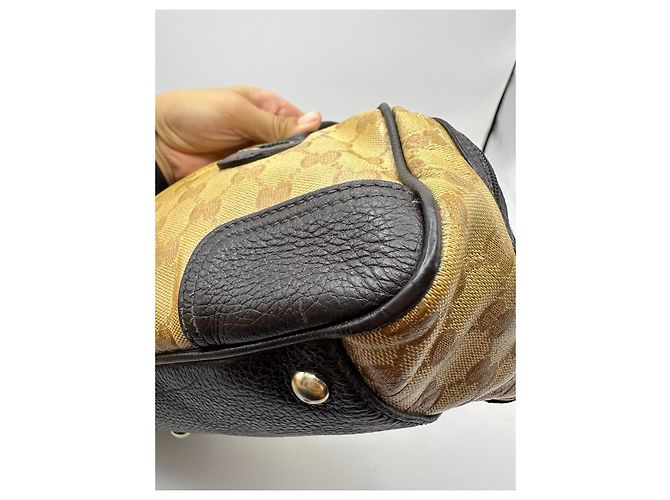Gucci Bolso Bowling Monogram Princy Castaño Beige - vista 11