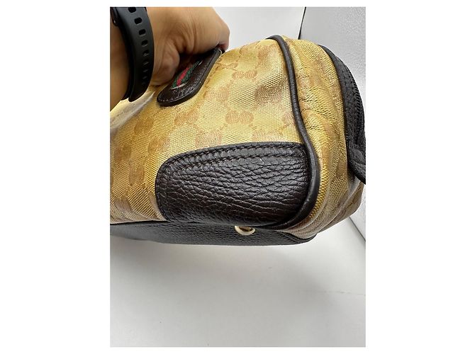 Gucci Bolso Bowling Monogram Princy Castaño Beige - vista 12