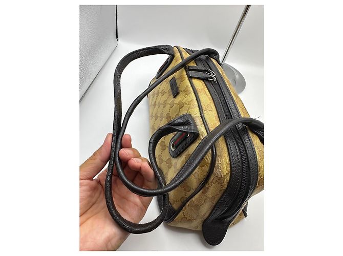 Gucci Bolso Bowling Monogram Princy Castaño Beige - vista 7
