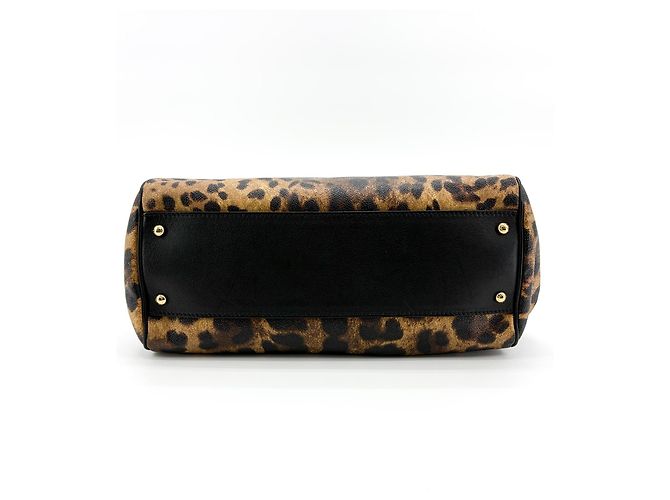 Dolce & Gabbana Miss Sicily Leopard Print Leather Medium Marrone - vista 6