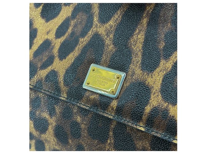 Dolce & Gabbana Miss Sicily Leopard Print Leather Medium Marrone - vista 7
