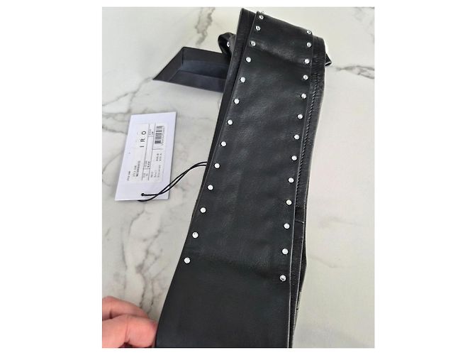 Iro Studded black leather obi belt - view 4