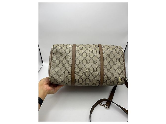 Borsa Boston Gucci Monogram GG Marrone Beige - vista 10