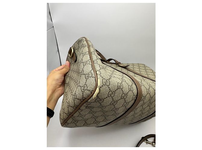 Borsa Boston Gucci Monogram GG Marrone Beige - vista 11