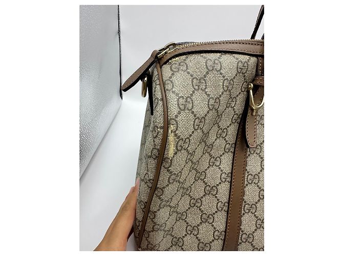 Borsa Boston Gucci Monogram GG Marrone Beige - vista 15