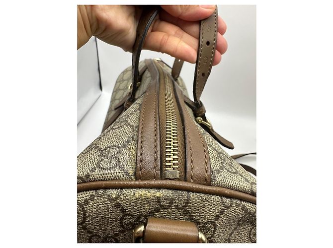 Borsa Boston Gucci Monogram GG Marrone Beige - vista 6