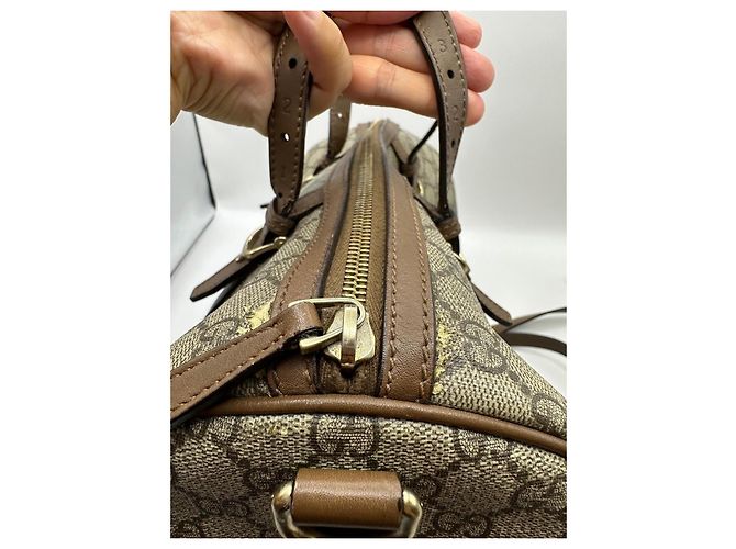 Borsa Boston Gucci Monogram GG Marrone Beige - vista 7