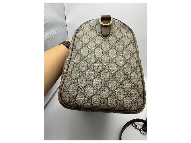 Borsa Boston Gucci Monogram GG Marrone Beige - vista 9