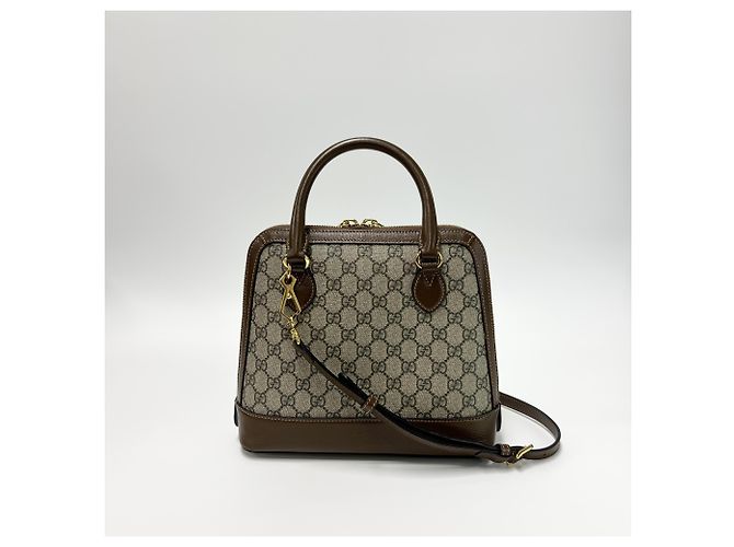 Gucci Horsebit 1955 GG Coated Canvas with Leather Medium Marrone - vista 2
