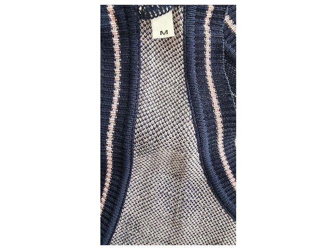 Vestido de malha Red Valentino azul marinho e rosa com bolinhas e xadrez e detalhe de laço - vista 6