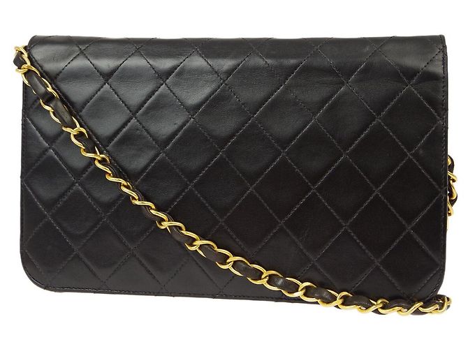 Chanel Vintage Classic Single Flap Quilted Lambskin Small Nero - vista 2