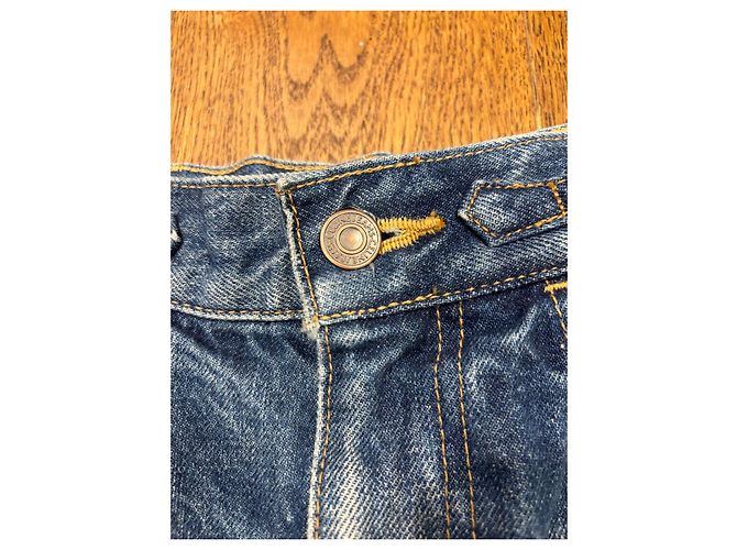 Céline Celine Culottes de denim wide leg con detalle de cadena Azul - vista 3