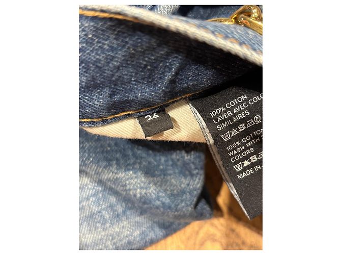 Céline Celine Culottes de denim wide leg con detalle de cadena Azul - vista 6
