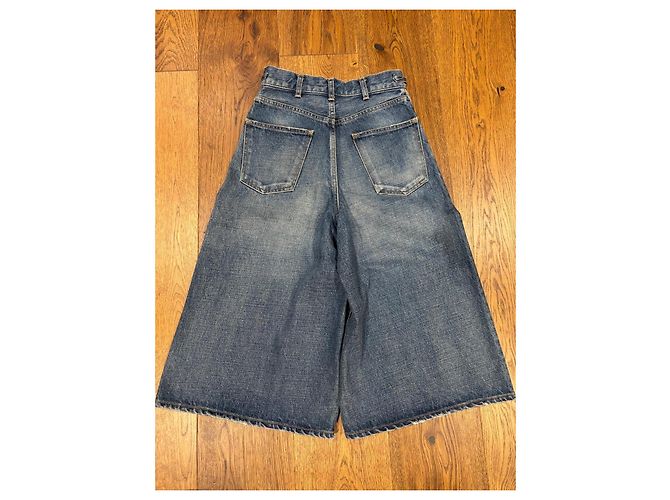 Céline Celine Culottes de denim wide leg con detalle de cadena Azul - vista 8