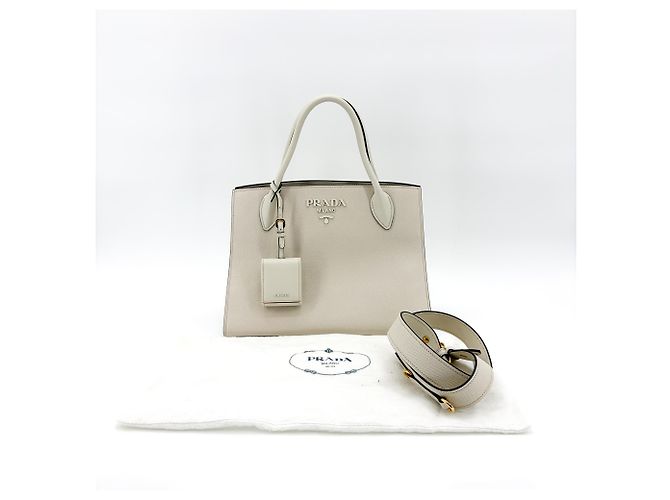 Prada Monochrome Saffiano with City Calf Small Blanco - vista 2