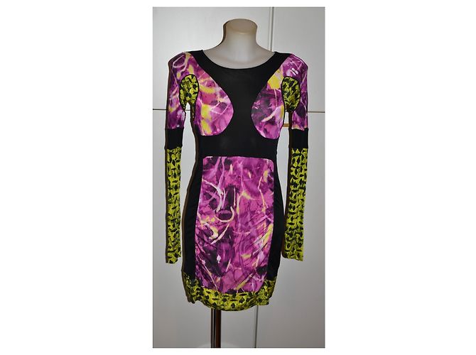 Abito corto stampato Versus Versace Nero Rosa Multicolore Giallo - vista 2