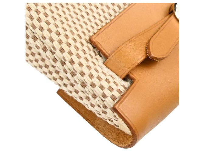 Hermès Herbag Toile and Leather TPM Bege - vista 6
